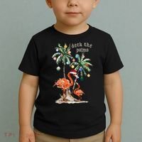 Tropical Christmas Deck The Palms Holiday Flamingo Toddler T-Shirt thumb 2