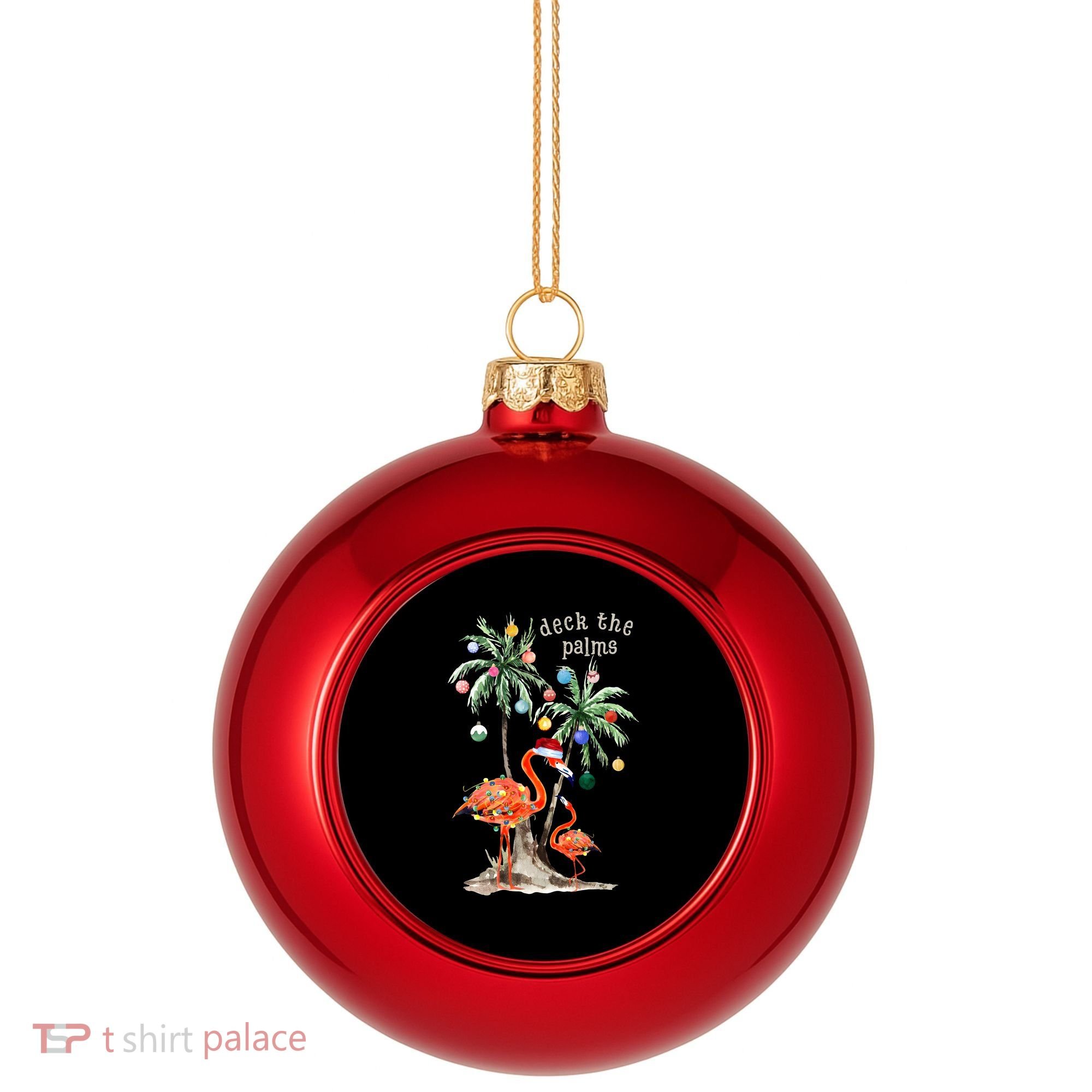 Tropical Christmas Deck The Palms Holiday Flamingo Plastic Christmas Ball Ornament