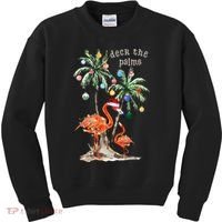 Tropical Christmas Deck The Palms Holiday Flamingo Kids Sweatshirt thumb 0