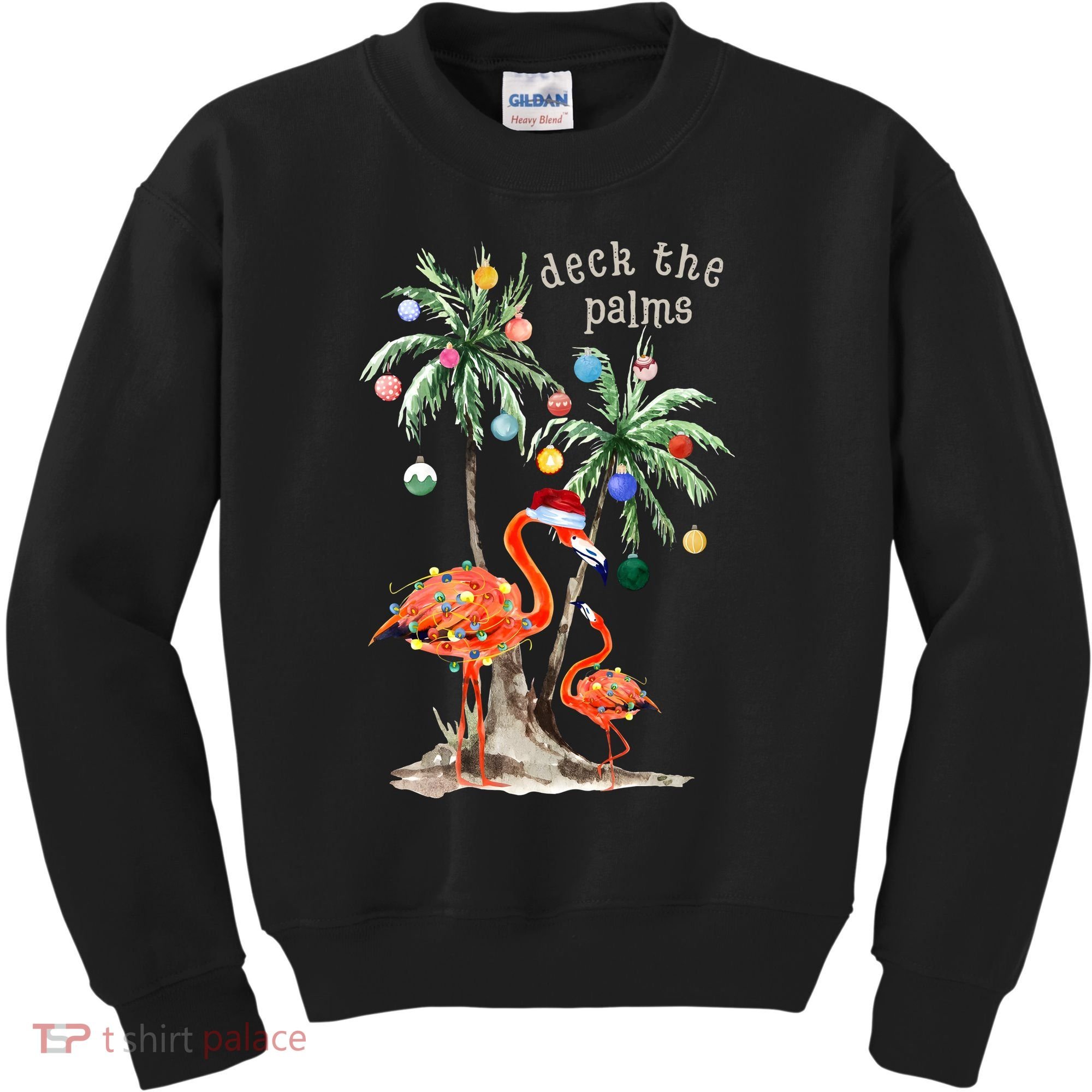 Tropical Christmas Deck The Palms Holiday Flamingo Kids Sweatshirt