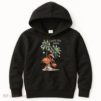 Tropical Christmas Deck The Palms Holiday Flamingo Kids Hoodie thumb 0