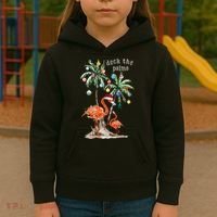Tropical Christmas Deck The Palms Holiday Flamingo Kids Hoodie thumb 3