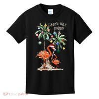 Tropical Christmas Deck The Palms Holiday Flamingo Kids T-Shirt thumb 0