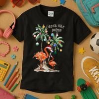Tropical Christmas Deck The Palms Holiday Flamingo Kids T-Shirt thumb 3
