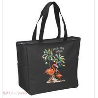 Tropical Christmas Deck The Palms Holiday Flamingo Tote Bag thumb 2