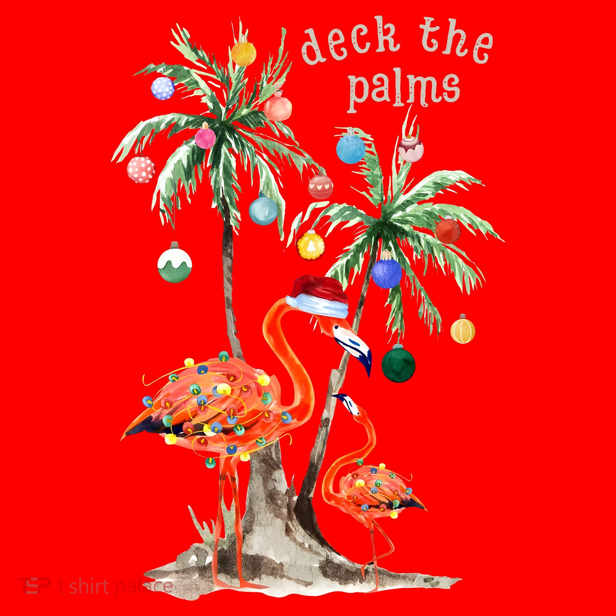 Tropical Christmas Deck The Palms Holiday Flamingo Santa Hat