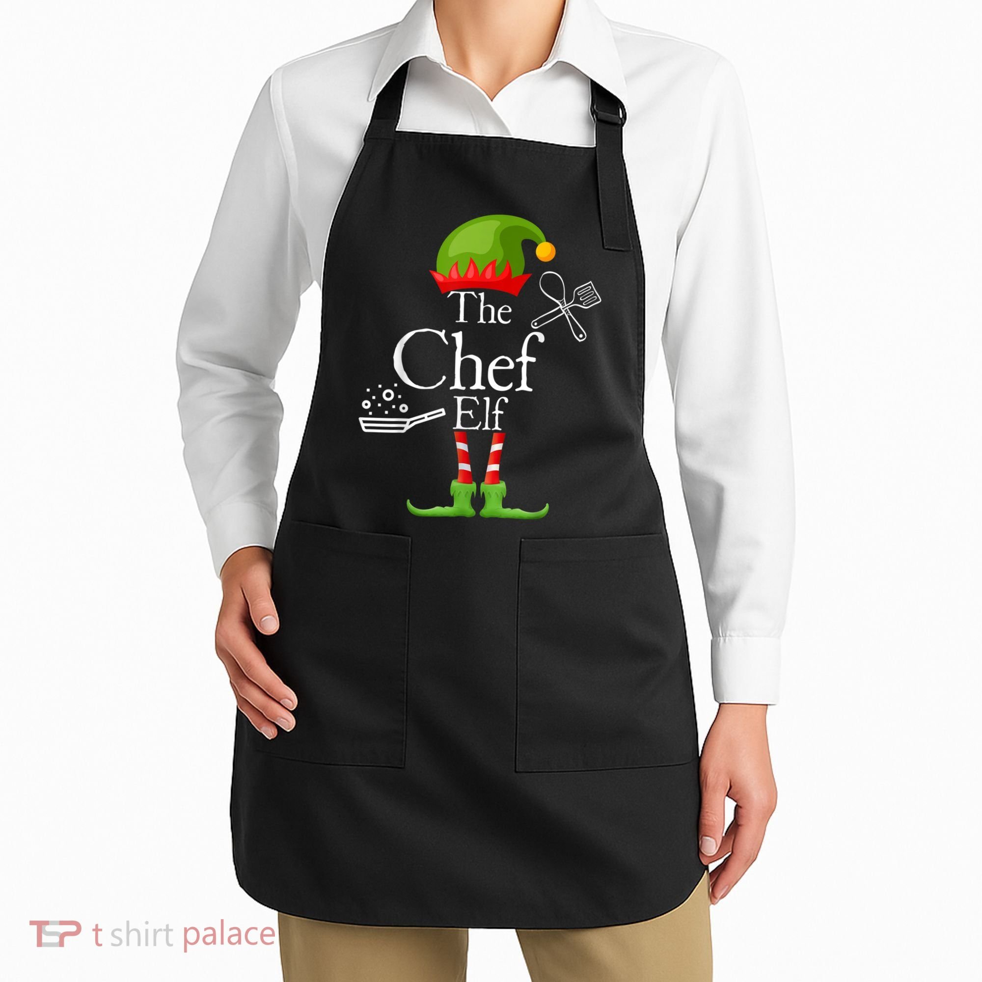The Chef Elf Matching Family Holidays Apron