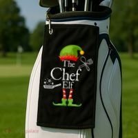 The Chef Elf Matching Family Holidays Golf Towel thumb 2