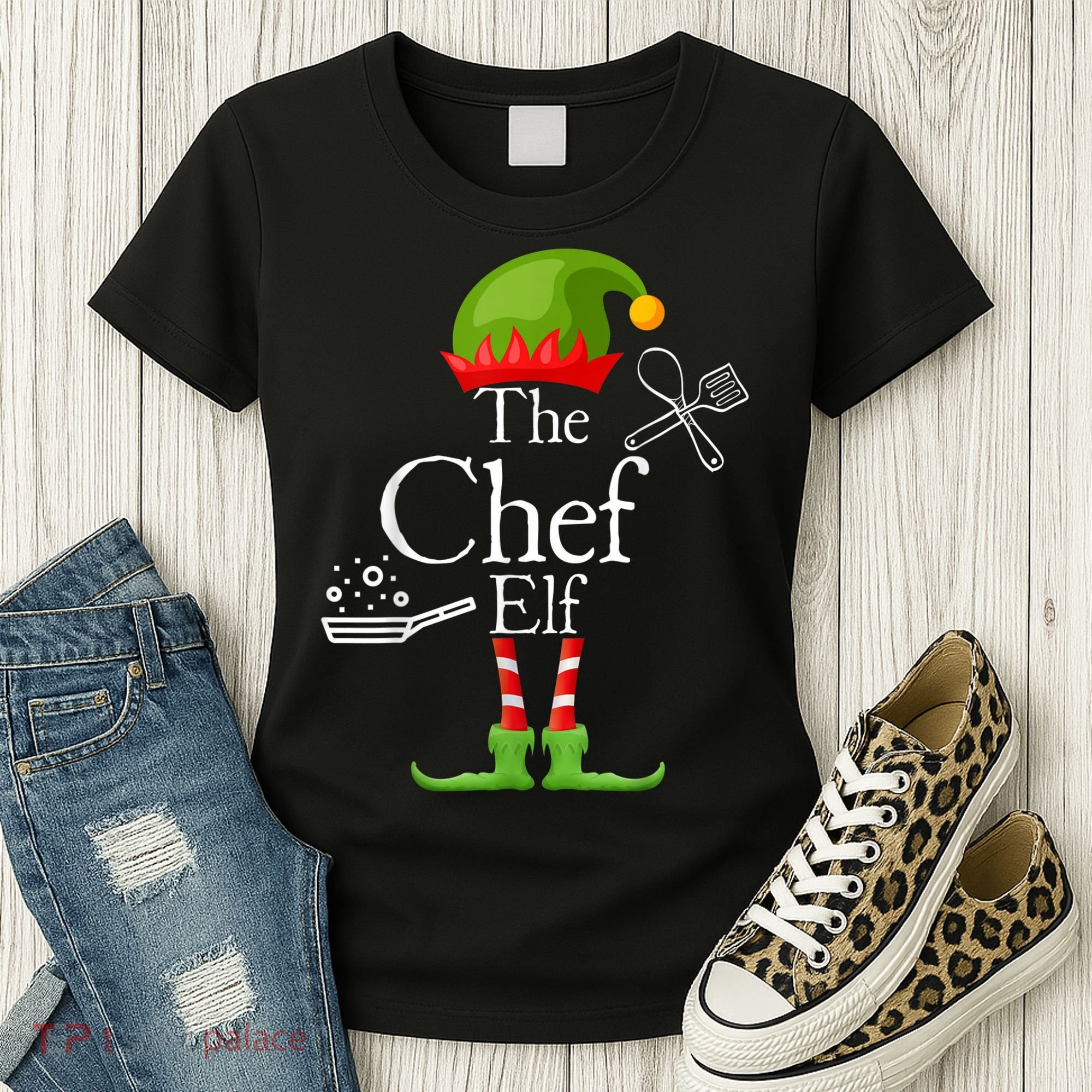 The Chef Elf Matching Family Holidays Women's T-Shirt