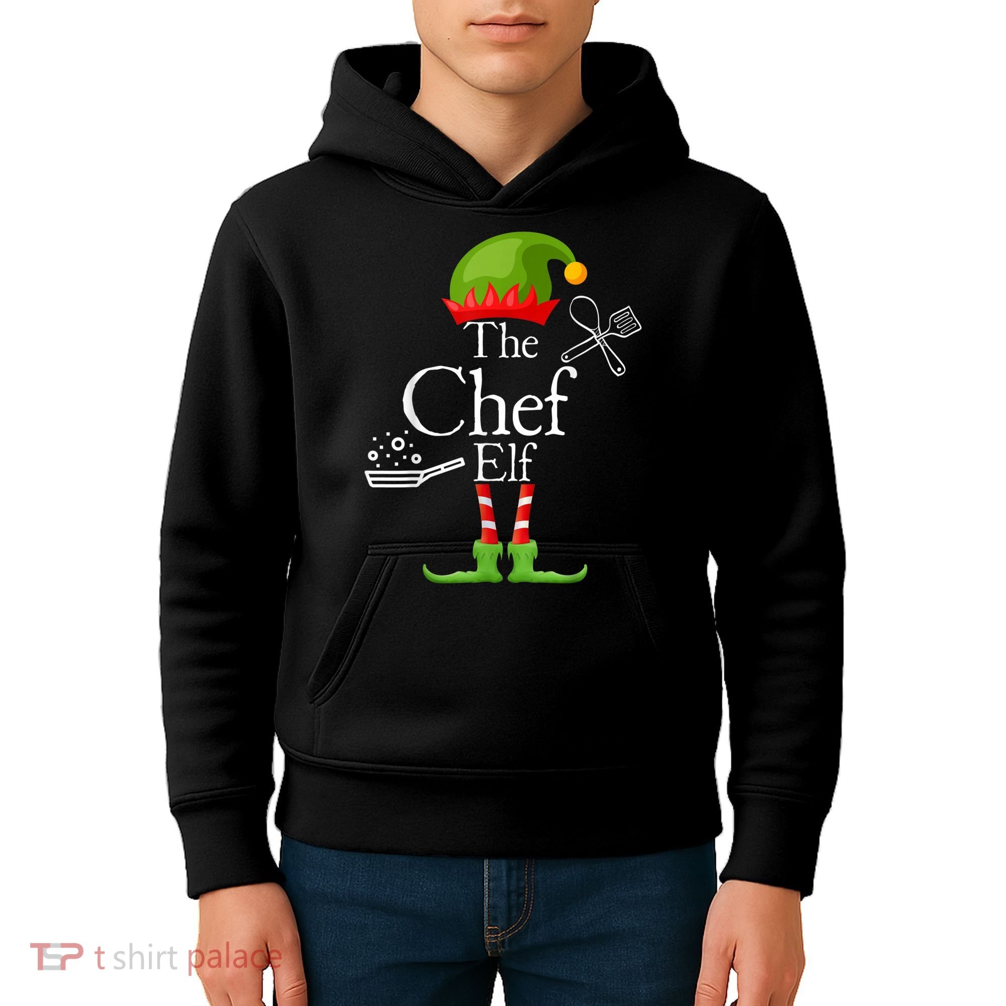 The Chef Elf Matching Family Holidays Kids Hoodie