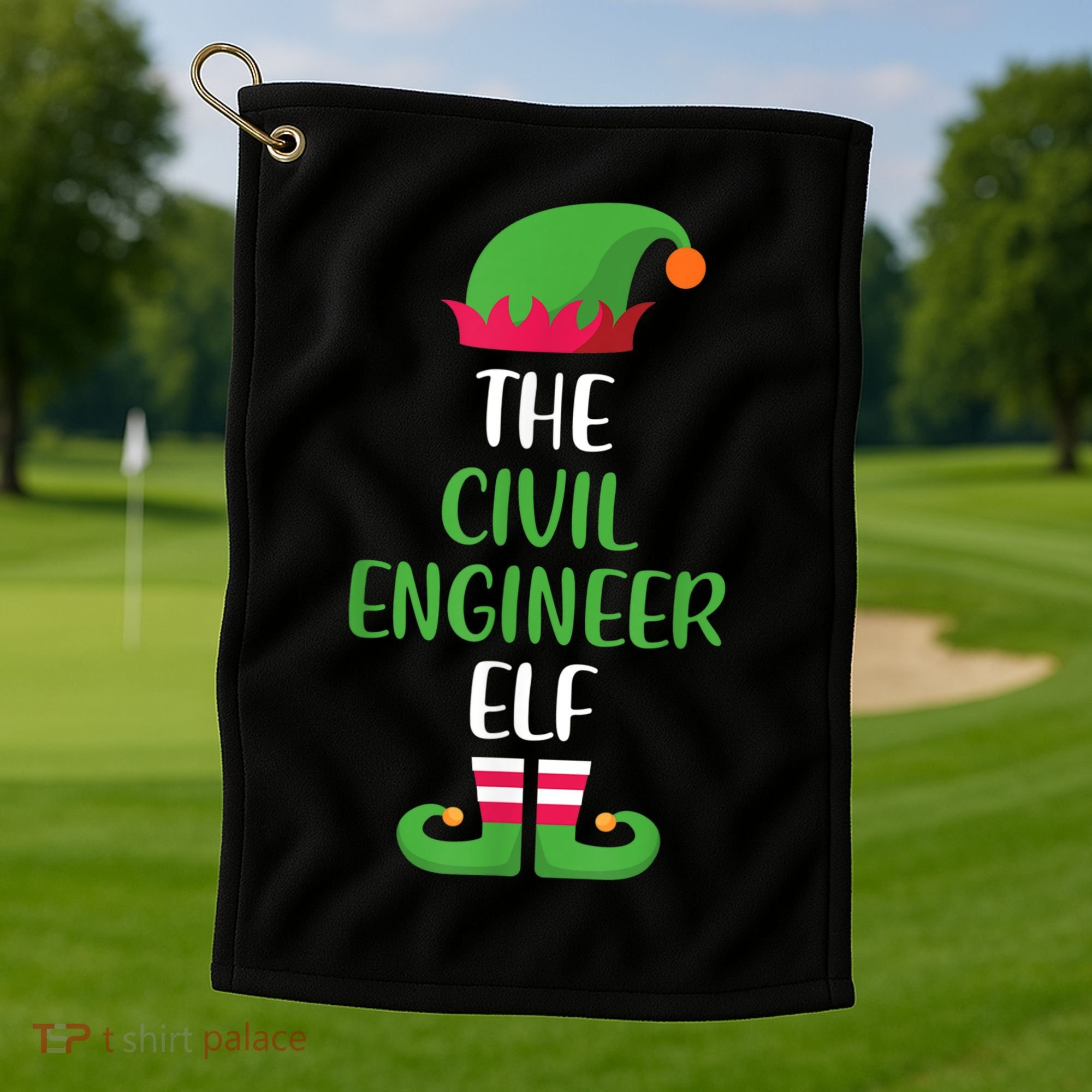 The Civil Engineer Elf Christmas Family Matching Golf Towel