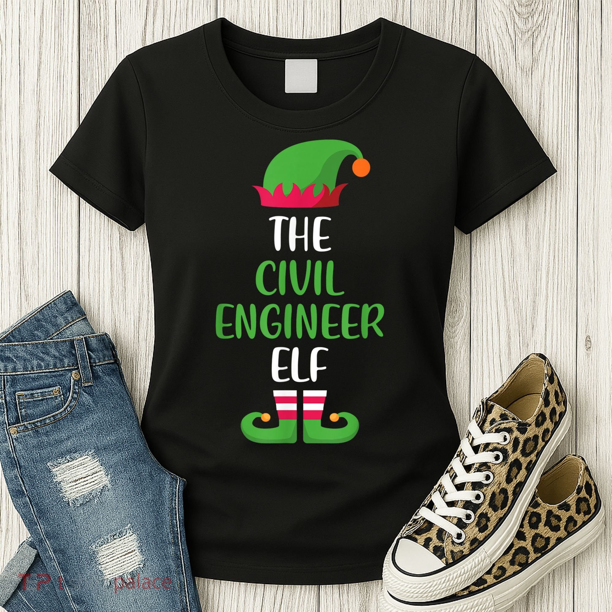 The Civil Engineer Elf Christmas Family Matching Women's T-Shirt