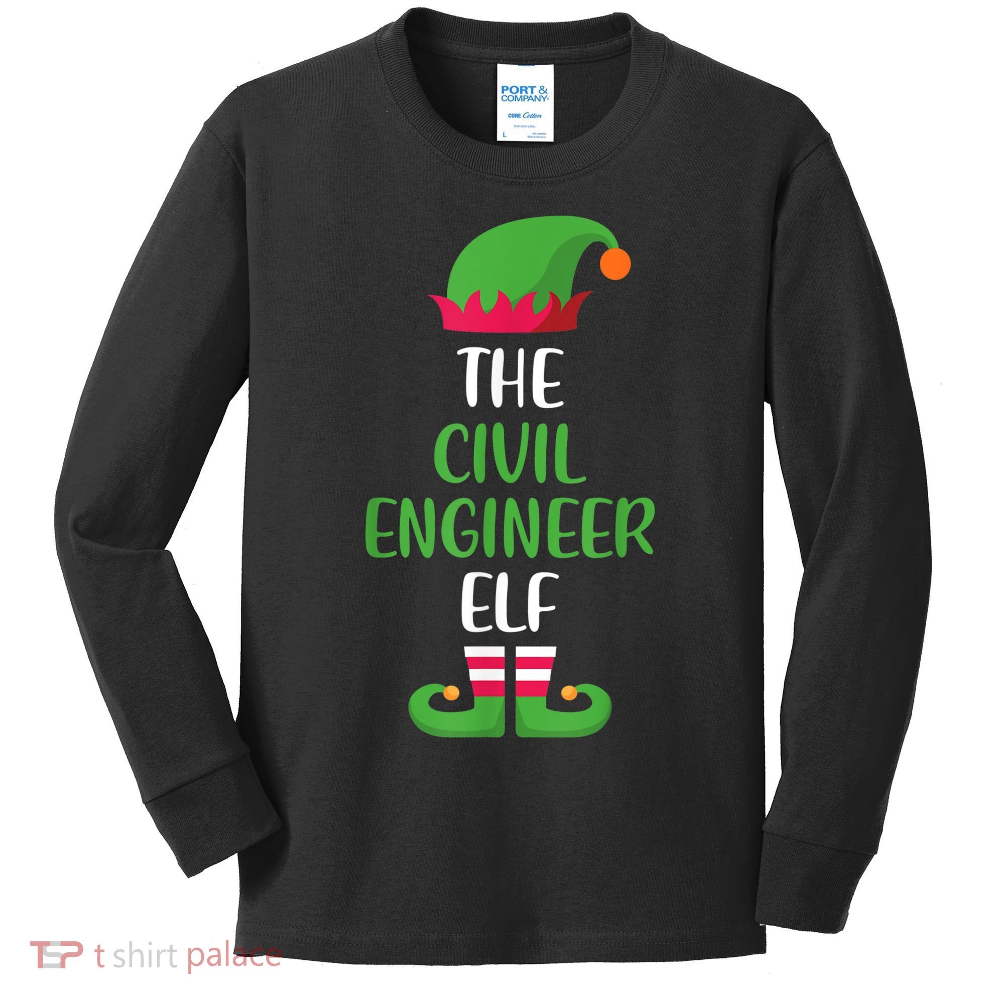 The Civil Engineer Elf Christmas Family Matching Kids Long Sleeve Shirt