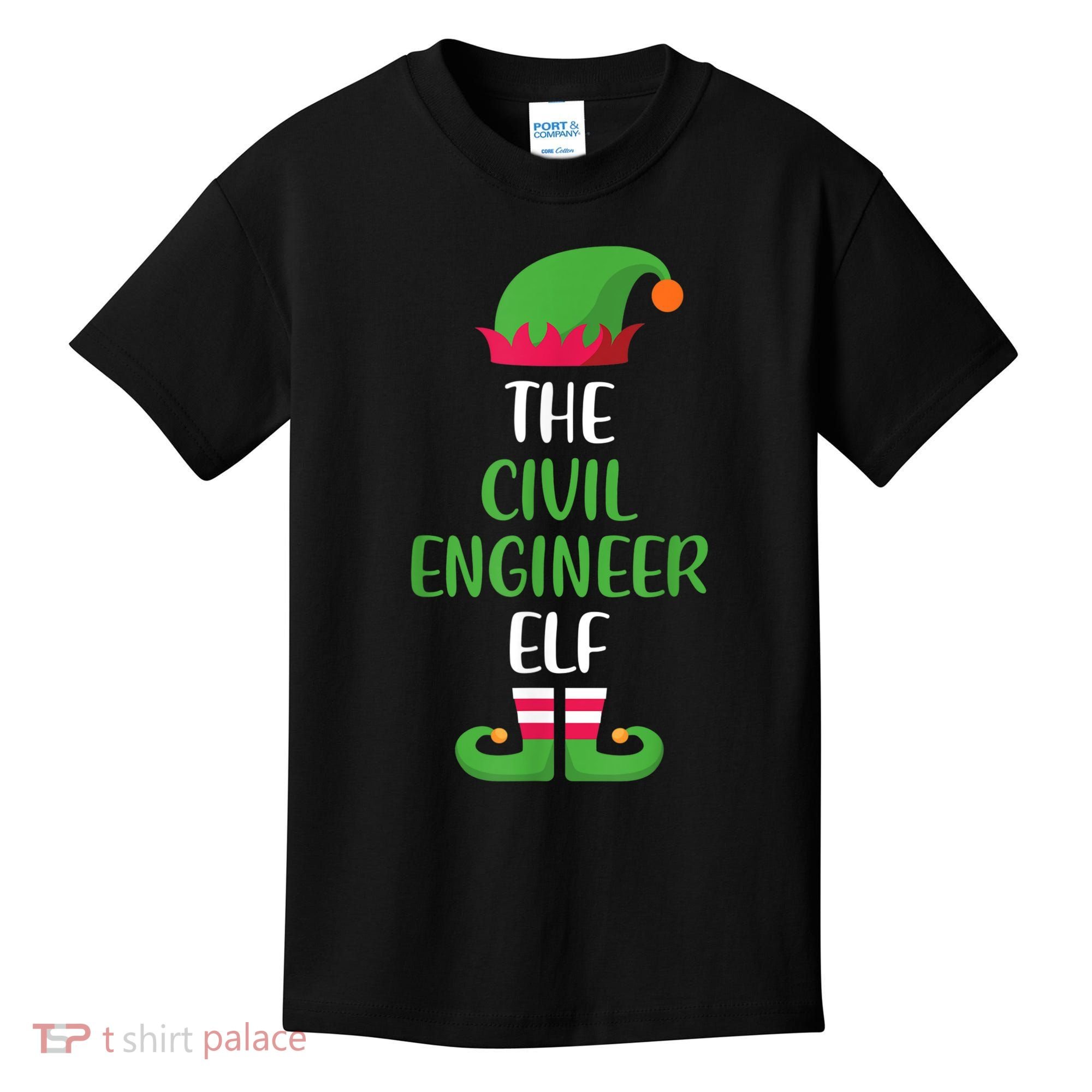 The Civil Engineer Elf Christmas Family Matching Kids T-Shirt
