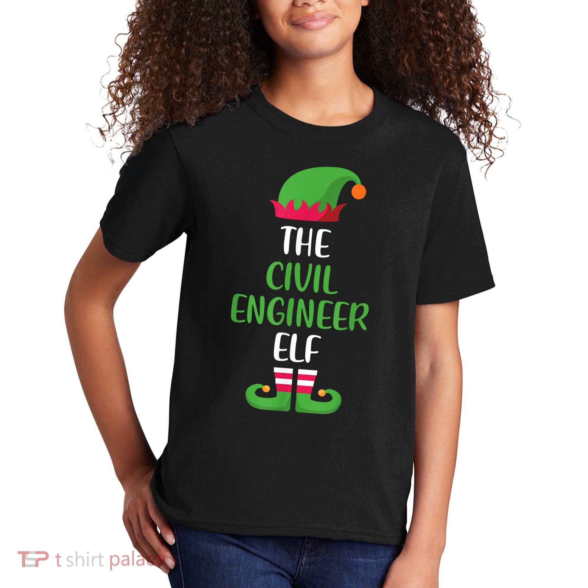 The Civil Engineer Elf Christmas Family Matching Kids T-Shirt