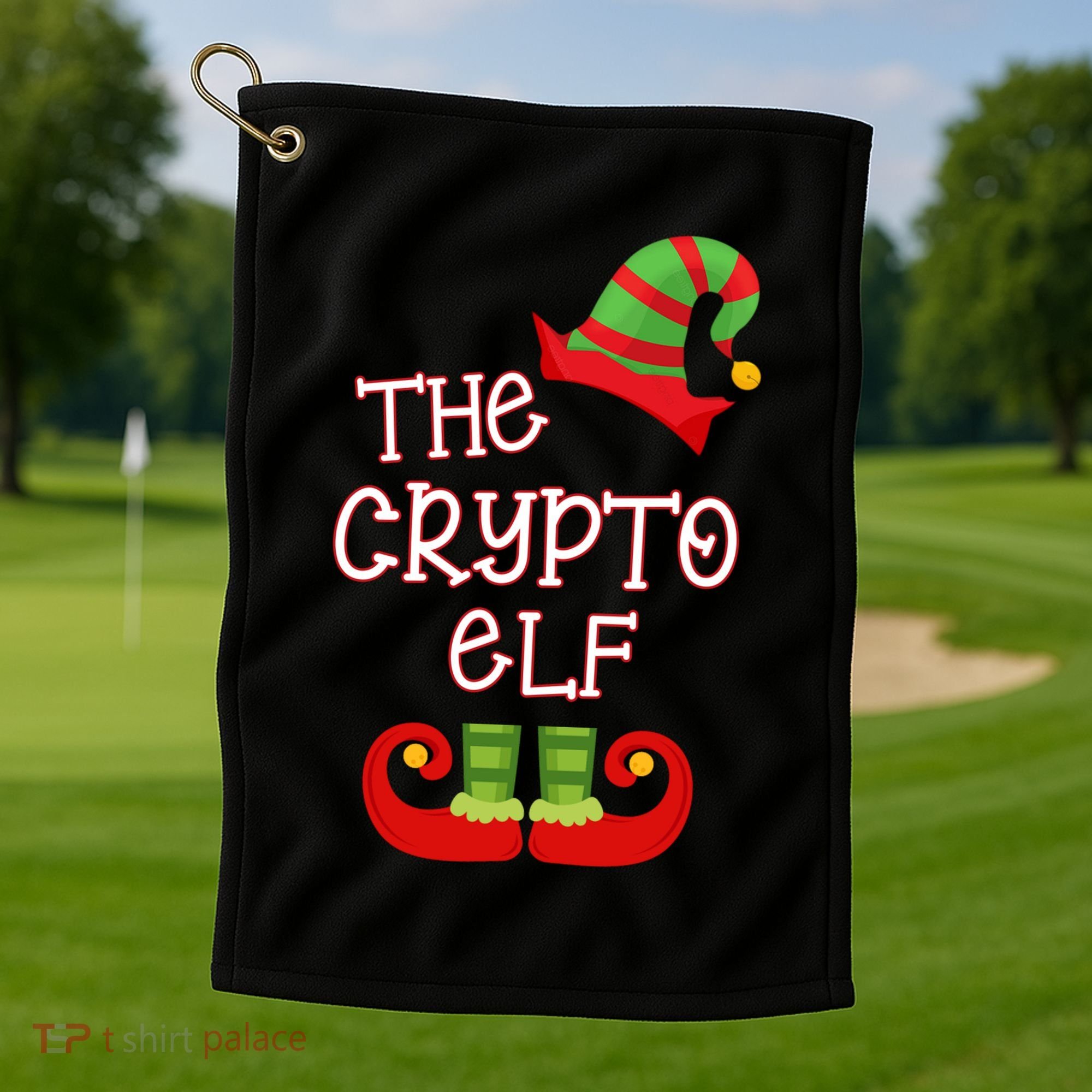 The Crypto Elf Funny Family Matching Christmas Golf Towel