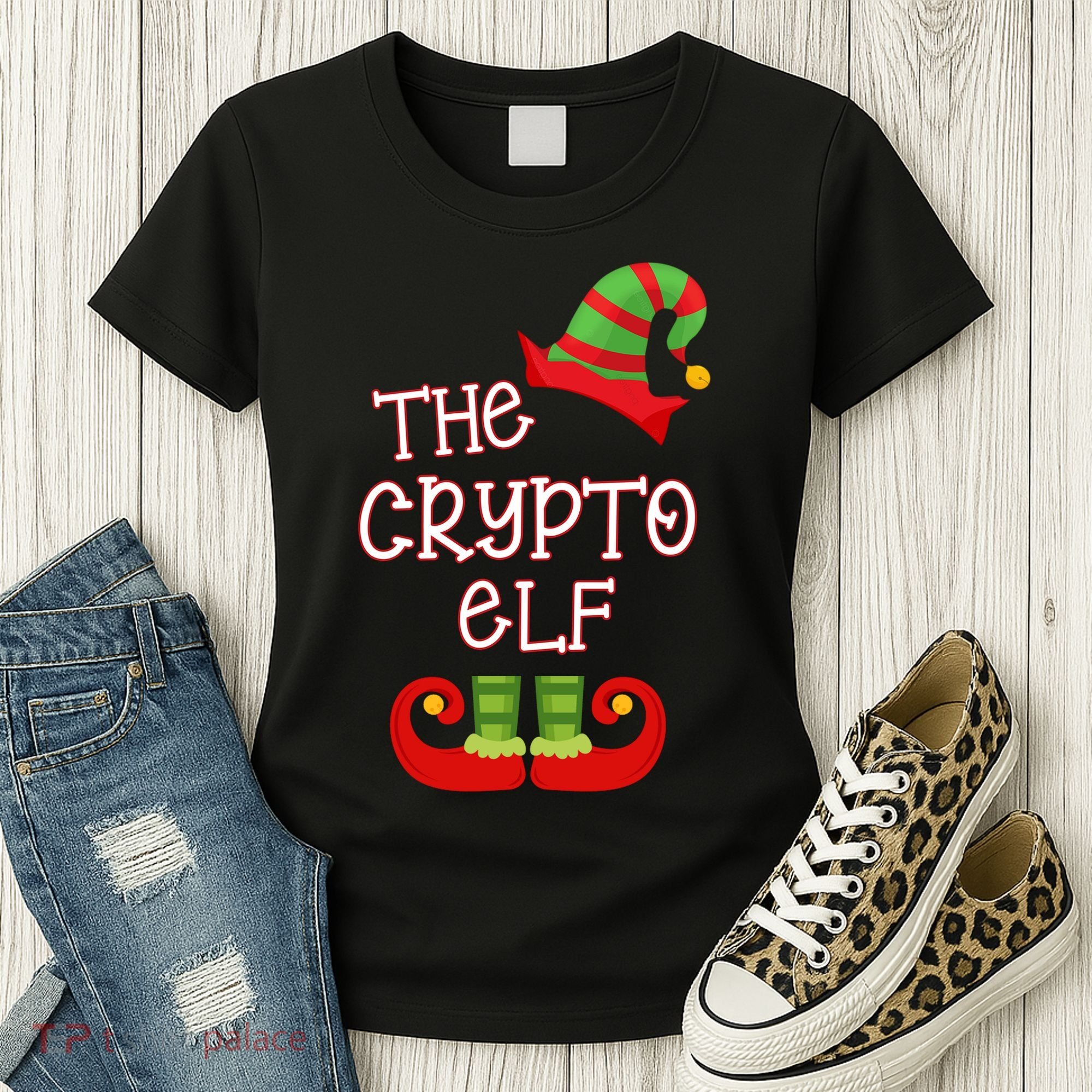 The Crypto Elf Funny Family Matching Christmas Women's T-Shirt
