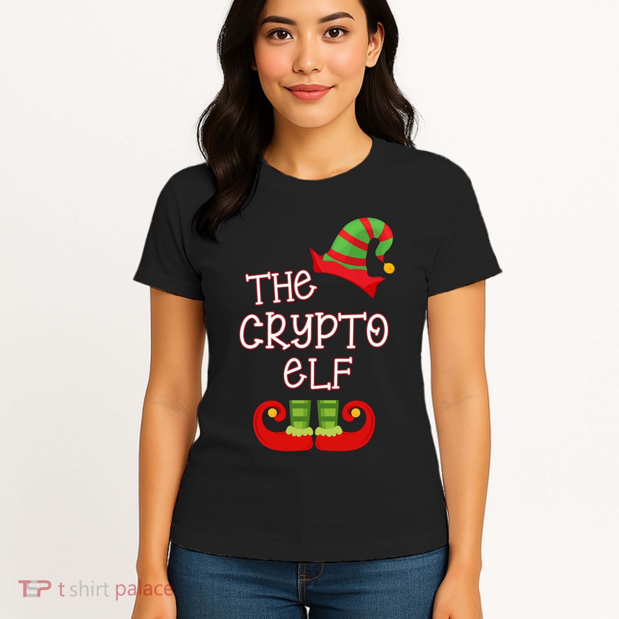 The Crypto Elf Funny Family Matching Christmas Women's T-Shirt