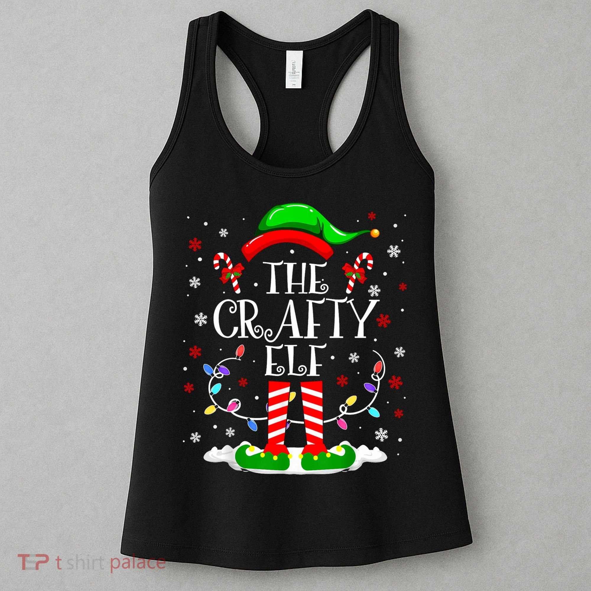 The Crafty Elf Funny Xmas Elf Matching Family Christmas Long Sleeve Women's Tank Top