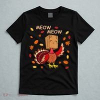 Thanksgiving Cat Fake Cat Meow Funny Thanksgiving Turkey T-Shirt thumb 5