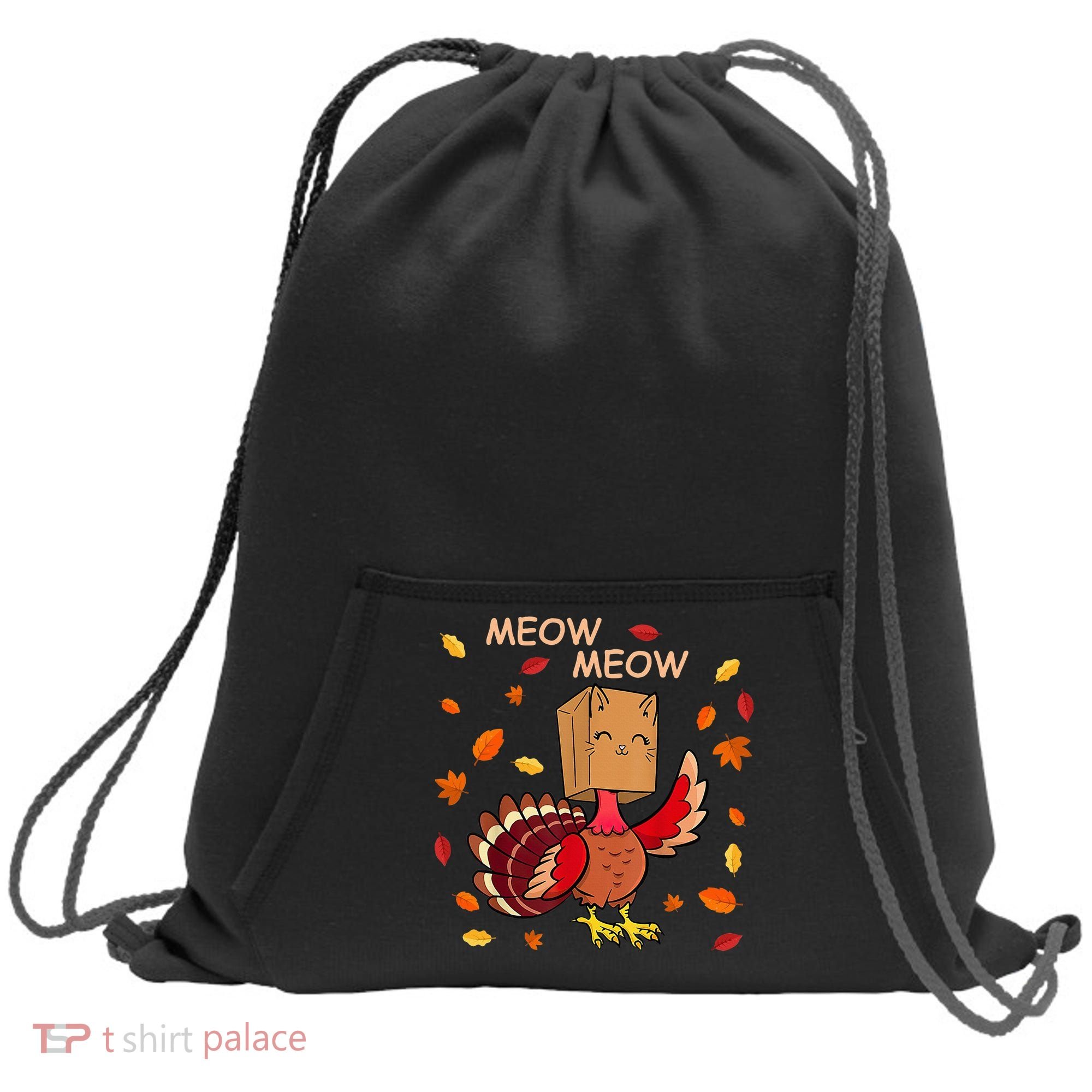 Thanksgiving Cat Fake Cat Meow Funny Thanksgiving Turkey Sweatshirt Cinch Pack Bag