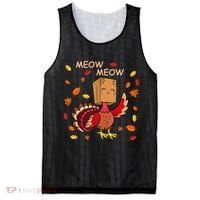 Thanksgiving Cat Fake Cat Meow Funny Thanksgiving Turkey Mesh Reversible Basketball Jersey Tank thumb 0