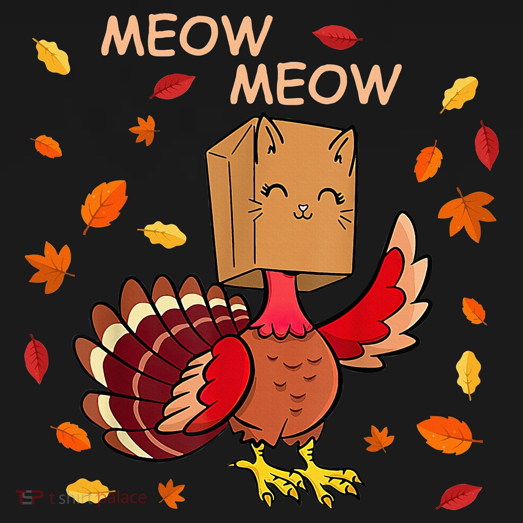 Thanksgiving Cat Fake Cat Meow Funny Thanksgiving Turkey Women's Tank Top