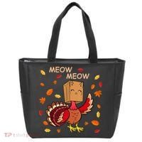 Thanksgiving Cat Fake Cat Meow Funny Thanksgiving Turkey Tote Bag thumb 0