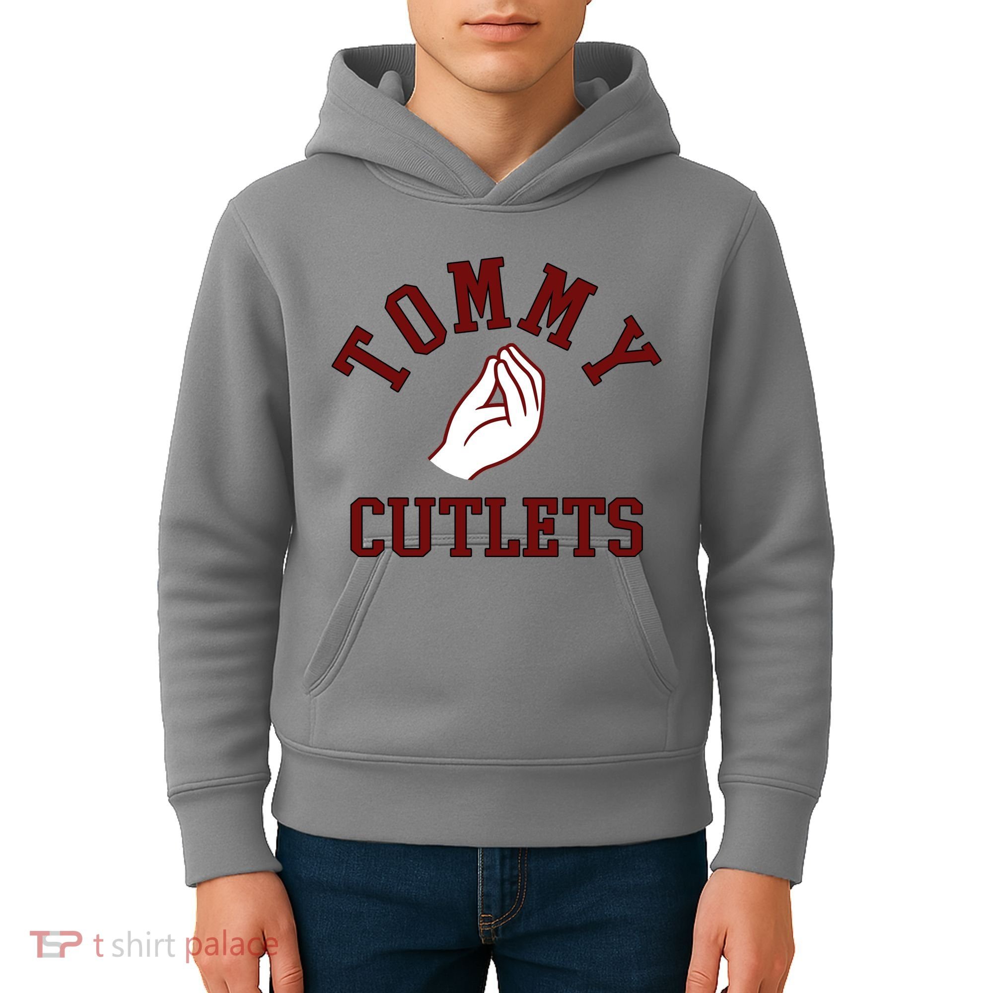 Tommy Cutlets Funny Italian Hand Football Kids Hoodie