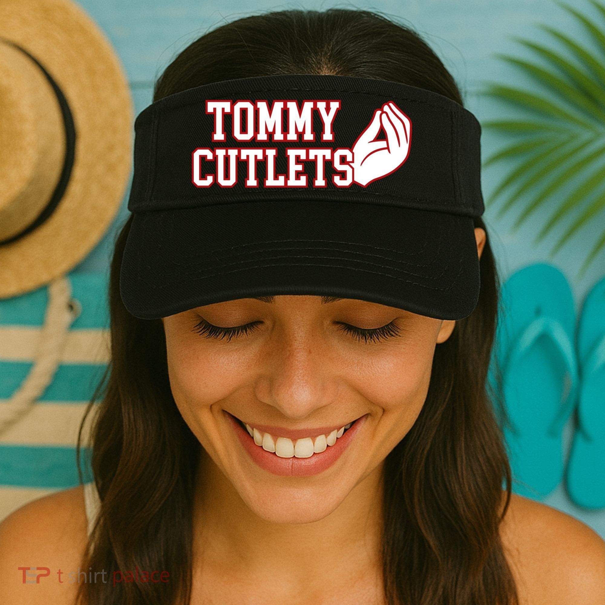 Tommy Cutlets Football Quarterback Ny Italian Hand Gesture Visor
