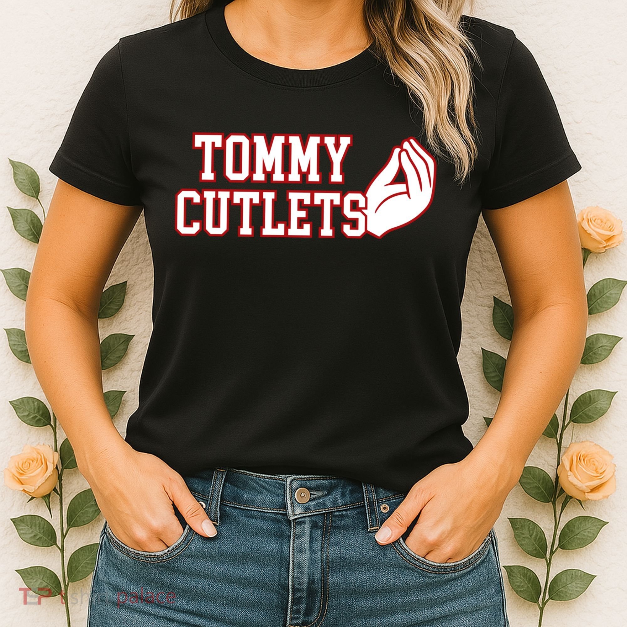 Tommy Cutlets Football Quarterback Ny Italian Hand Gesture Women's T-Shirt