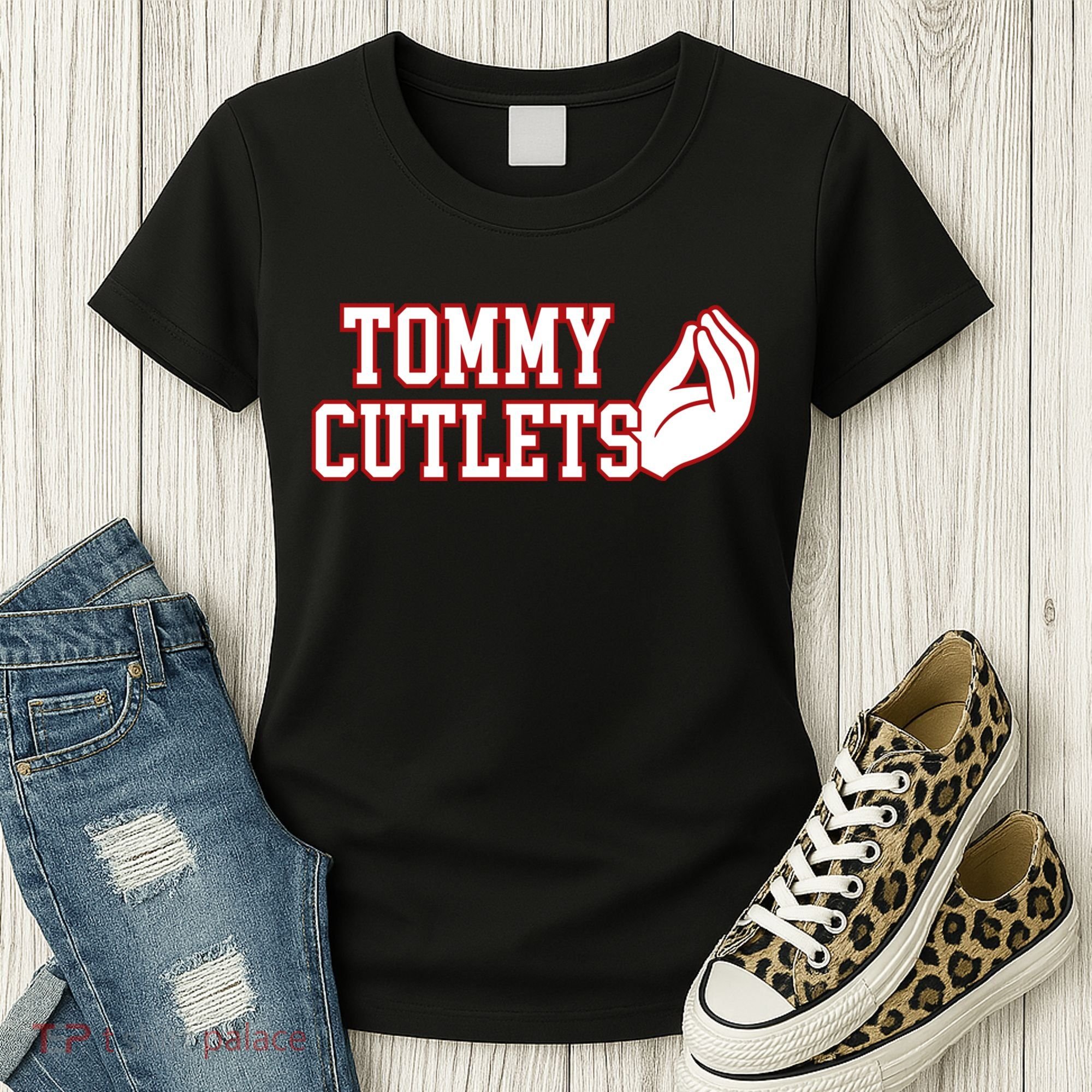 Tommy Cutlets Football Quarterback Ny Italian Hand Gesture Women's T-Shirt