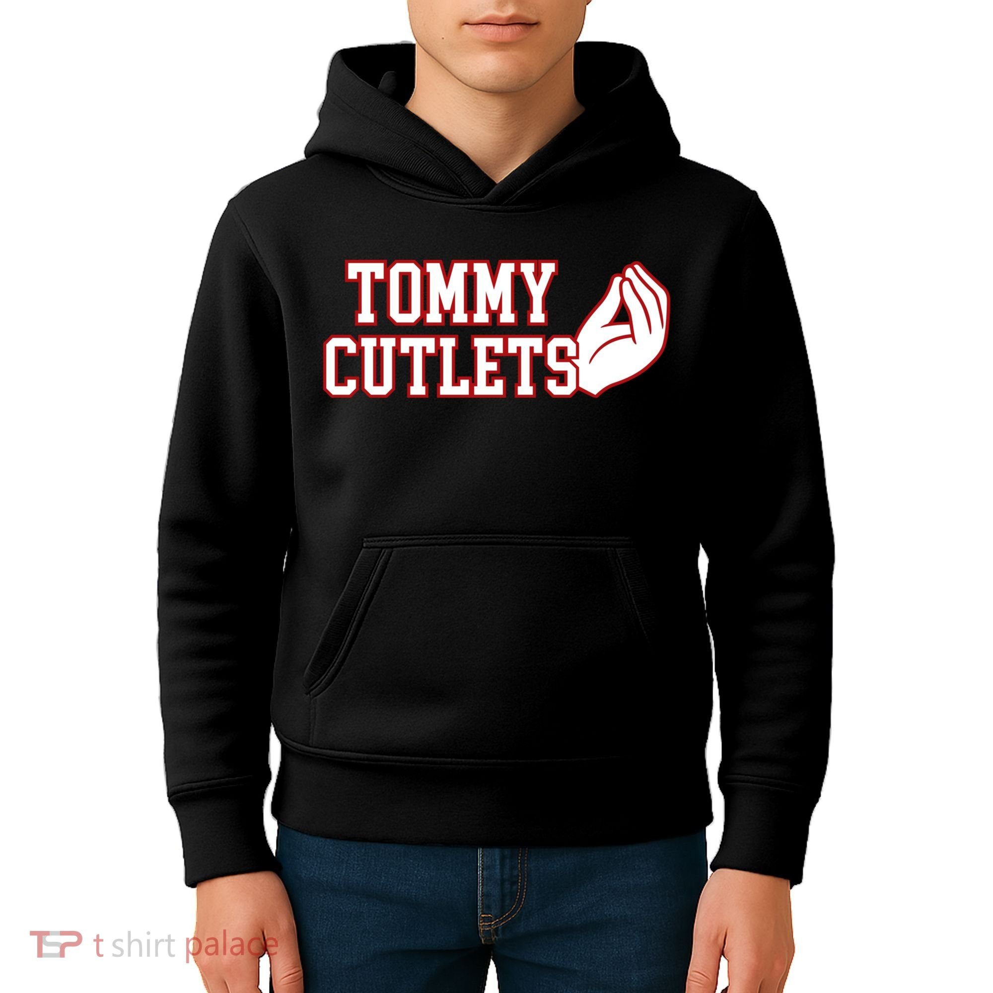 Tommy Cutlets Football Quarterback Ny Italian Hand Gesture Kids Hoodie