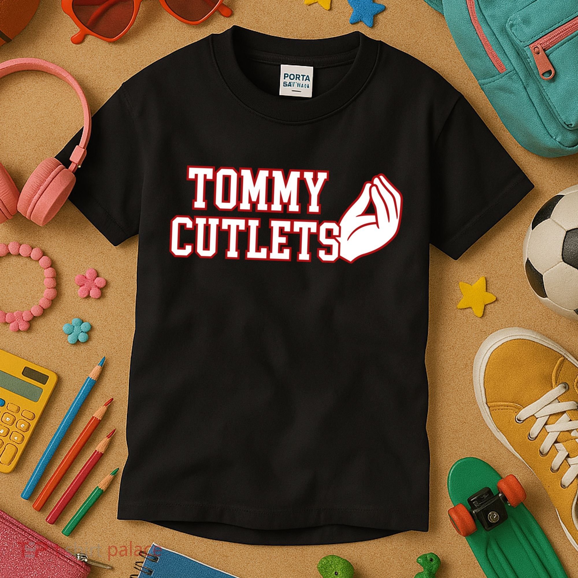 Tommy Cutlets Football Quarterback Ny Italian Hand Gesture Kids T-Shirt