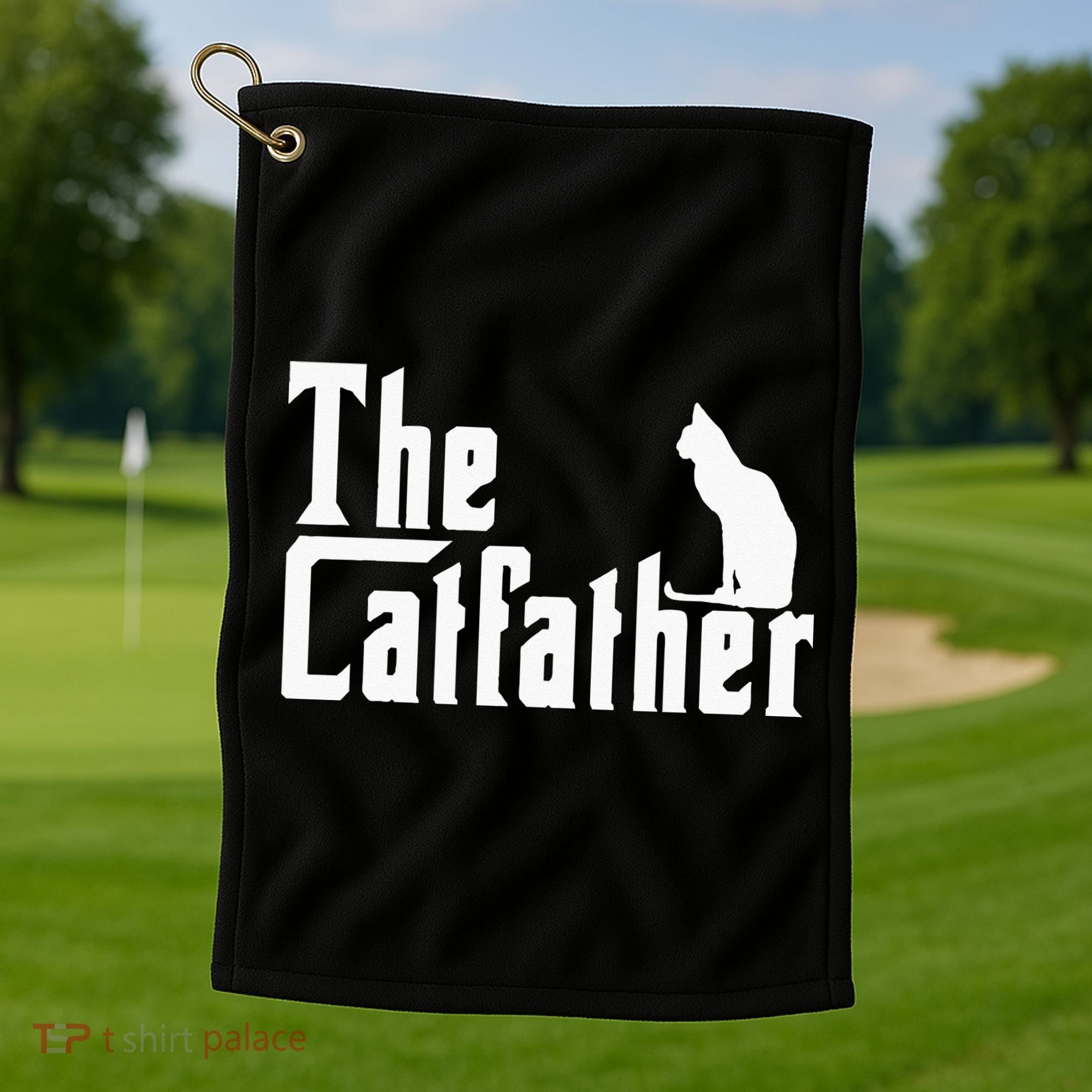 The Catfather Funny Cat Dad Father Lover Golf Towel
