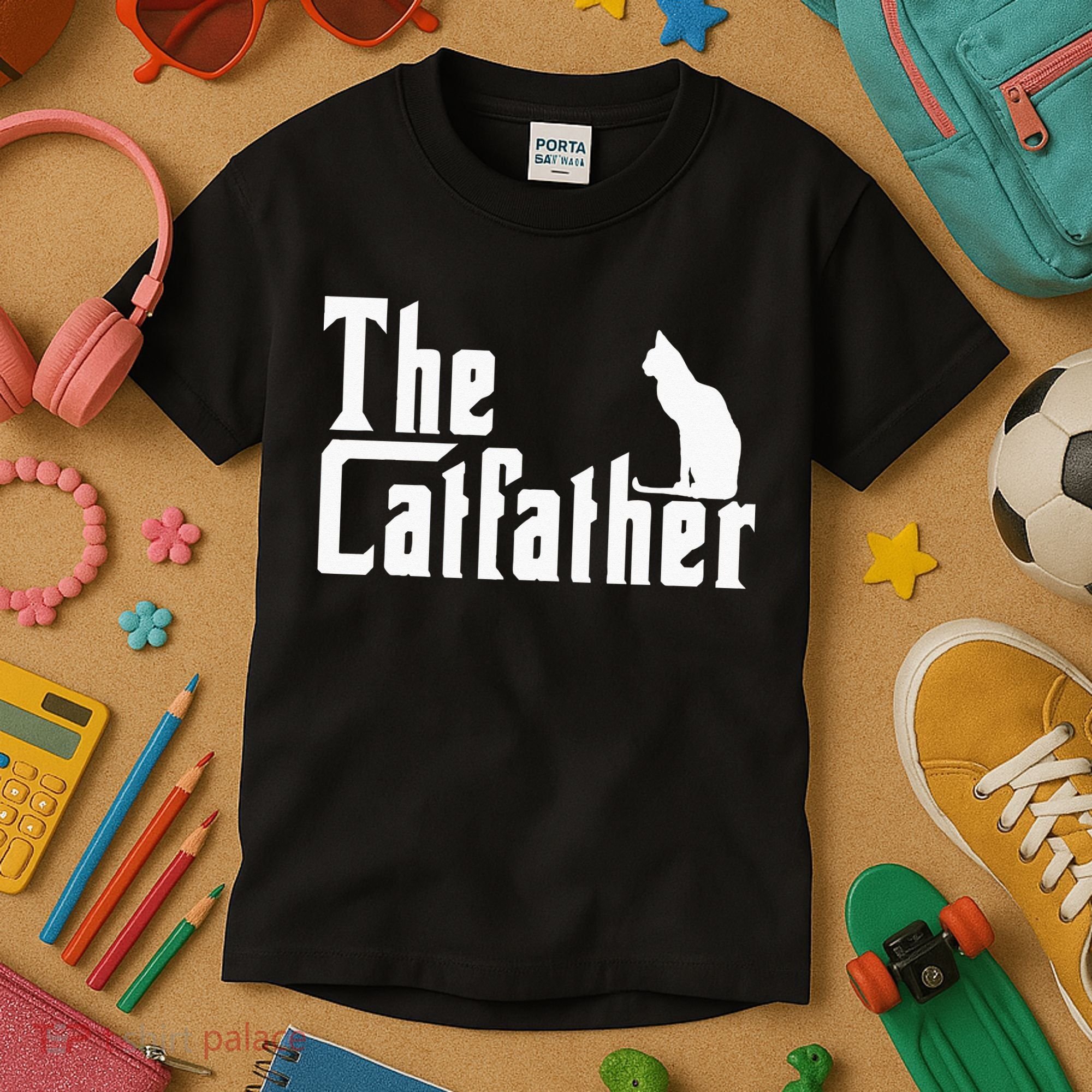 The Catfather Funny Cat Dad Father Lover Kids T-Shirt