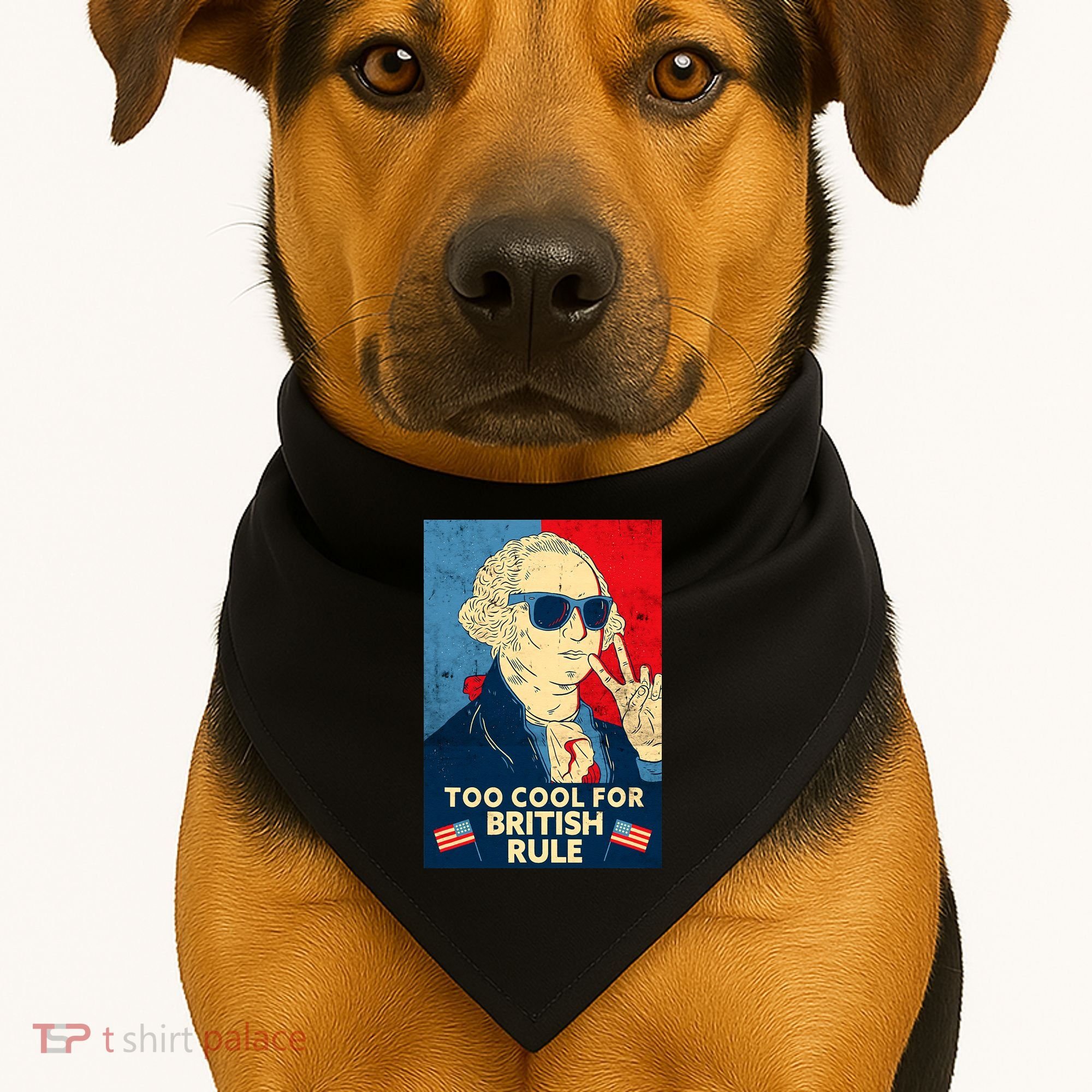 Too Cool For British Rule George Washington 4th of July USA-Made Doggie Bandana