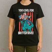 Too Cool For British Rule 4th Of July American Dinosaur T-Shirt thumb 4