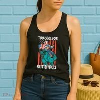Too Cool For British Rule 4th Of July American Dinosaur Women's Tank Top thumb 2