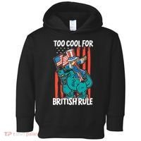 Too Cool For British Rule 4th Of July American Dinosaur Toddler Hoodie thumb 0