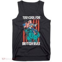 Too Cool For British Rule 4th Of July American Dinosaur Tank Top thumb 0