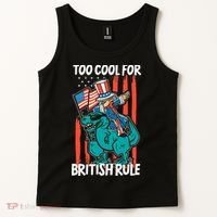 Too Cool For British Rule 4th Of July American Dinosaur Tank Top thumb 2