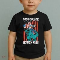 Too Cool For British Rule 4th Of July American Dinosaur Toddler T-Shirt thumb 2