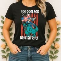 Too Cool For British Rule 4th Of July American Dinosaur Women's T-Shirt thumb 2