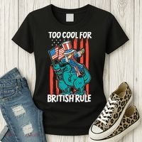 Too Cool For British Rule 4th Of July American Dinosaur Women's T-Shirt thumb 3
