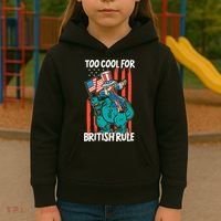 Too Cool For British Rule 4th Of July American Dinosaur Kids Hoodie thumb 3