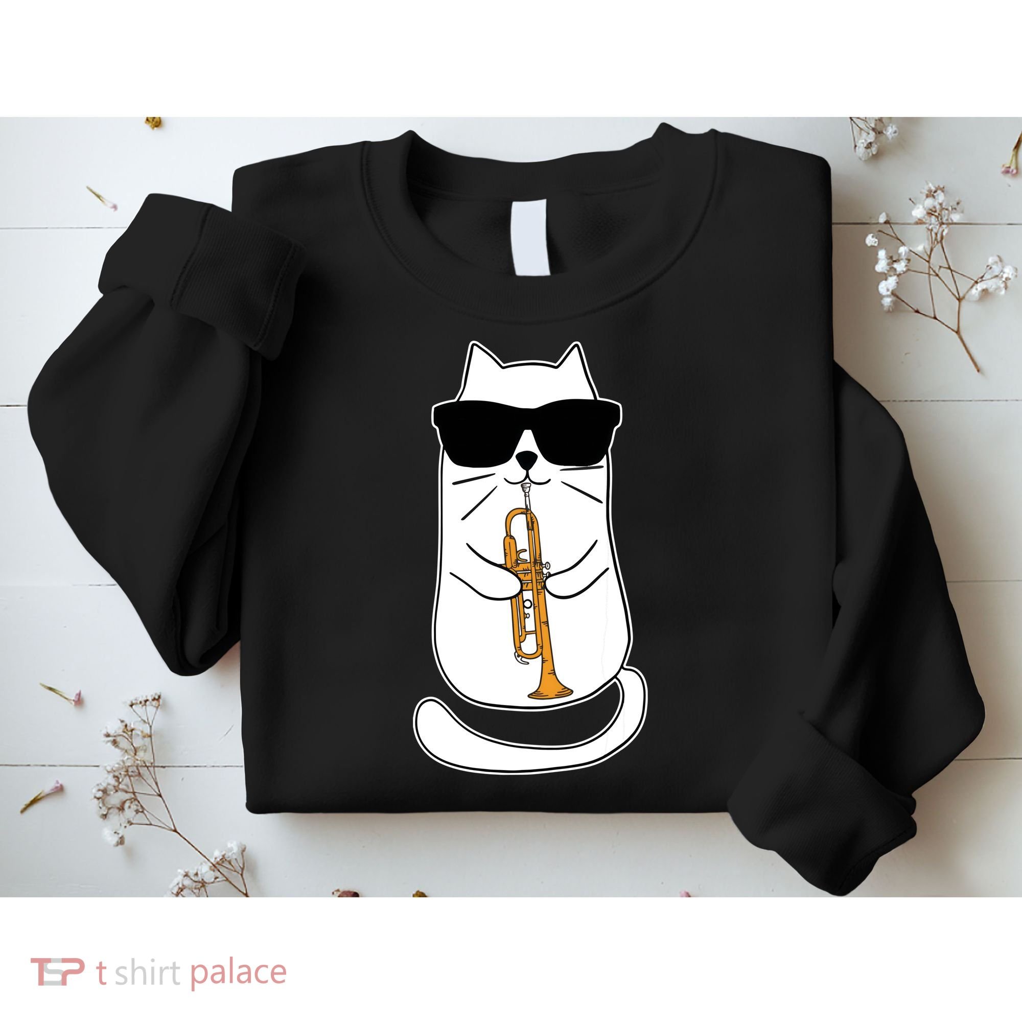 Trumpet Cat Funny Trumpet Player Sweatshirt
