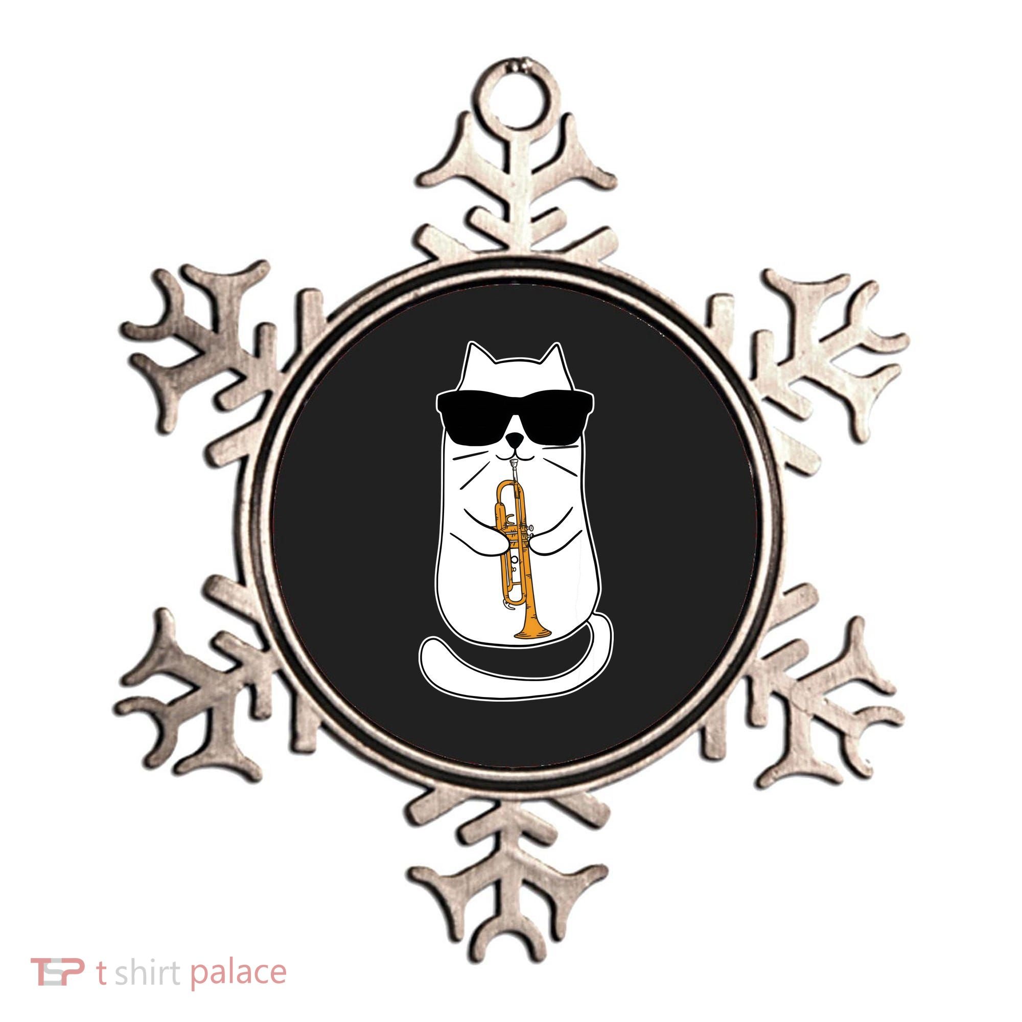 Trumpet Cat Funny Trumpet Player Ornament