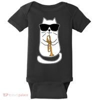 Trumpet Cat Funny Trumpet Player Baby Bodysuit thumb 0
