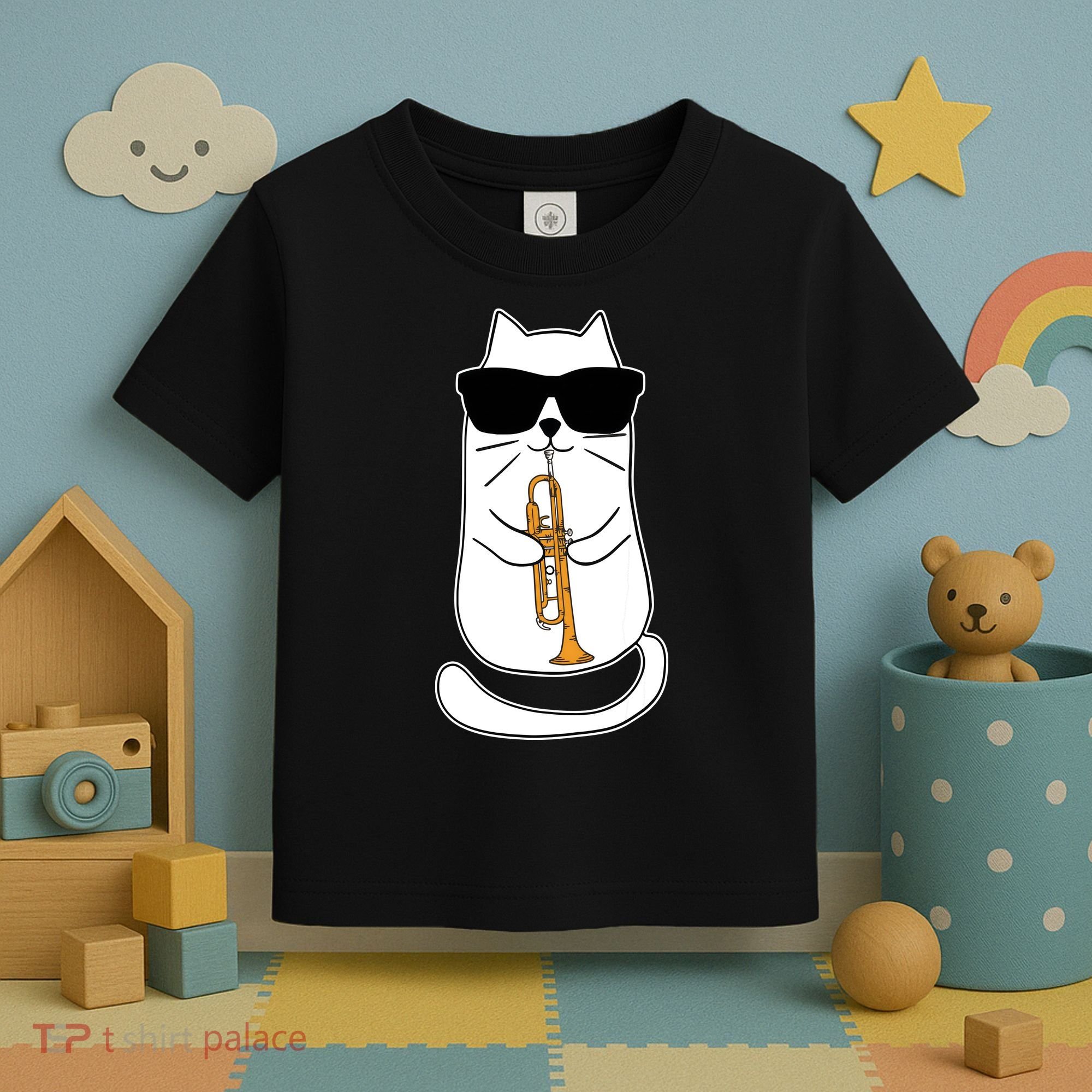 Trumpet Cat Funny Trumpet Player Toddler T-Shirt